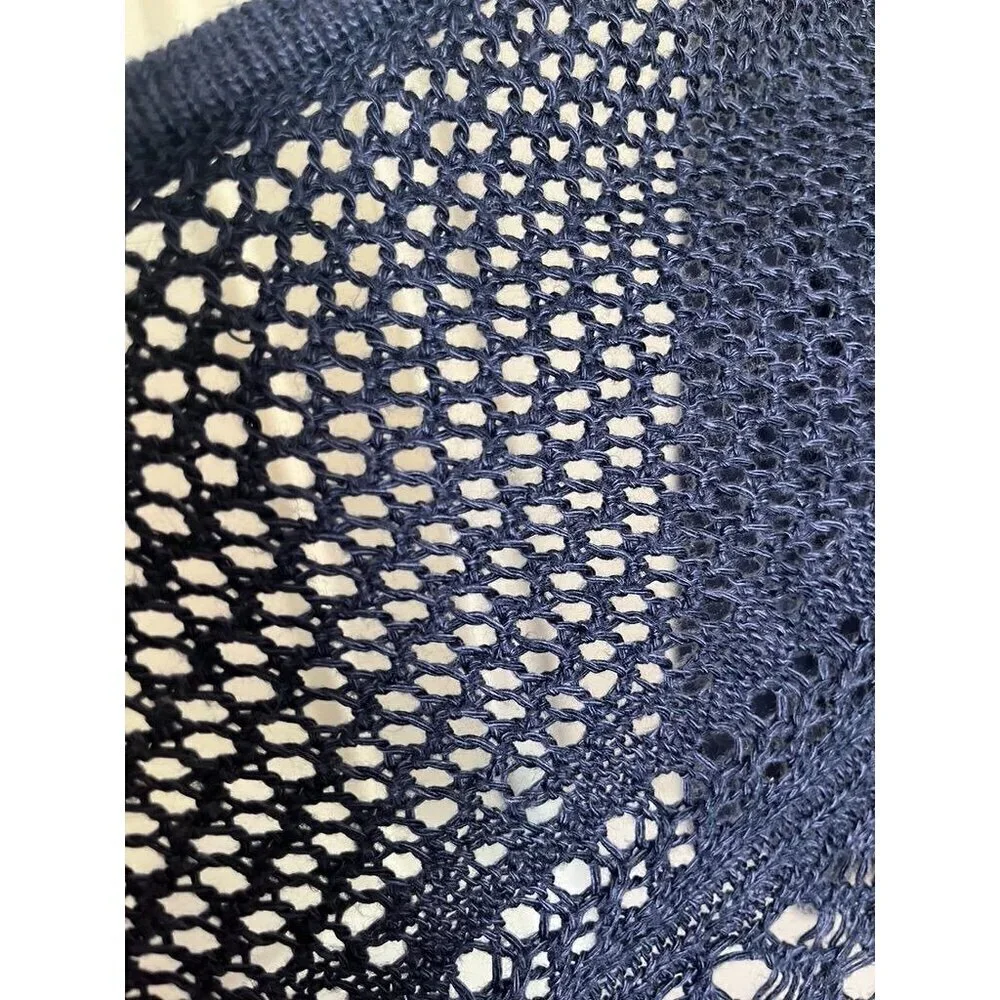 Lane Bryant Sweater Women 22 Blue Knit Beach Neutral Coverup Summer Office Cozy